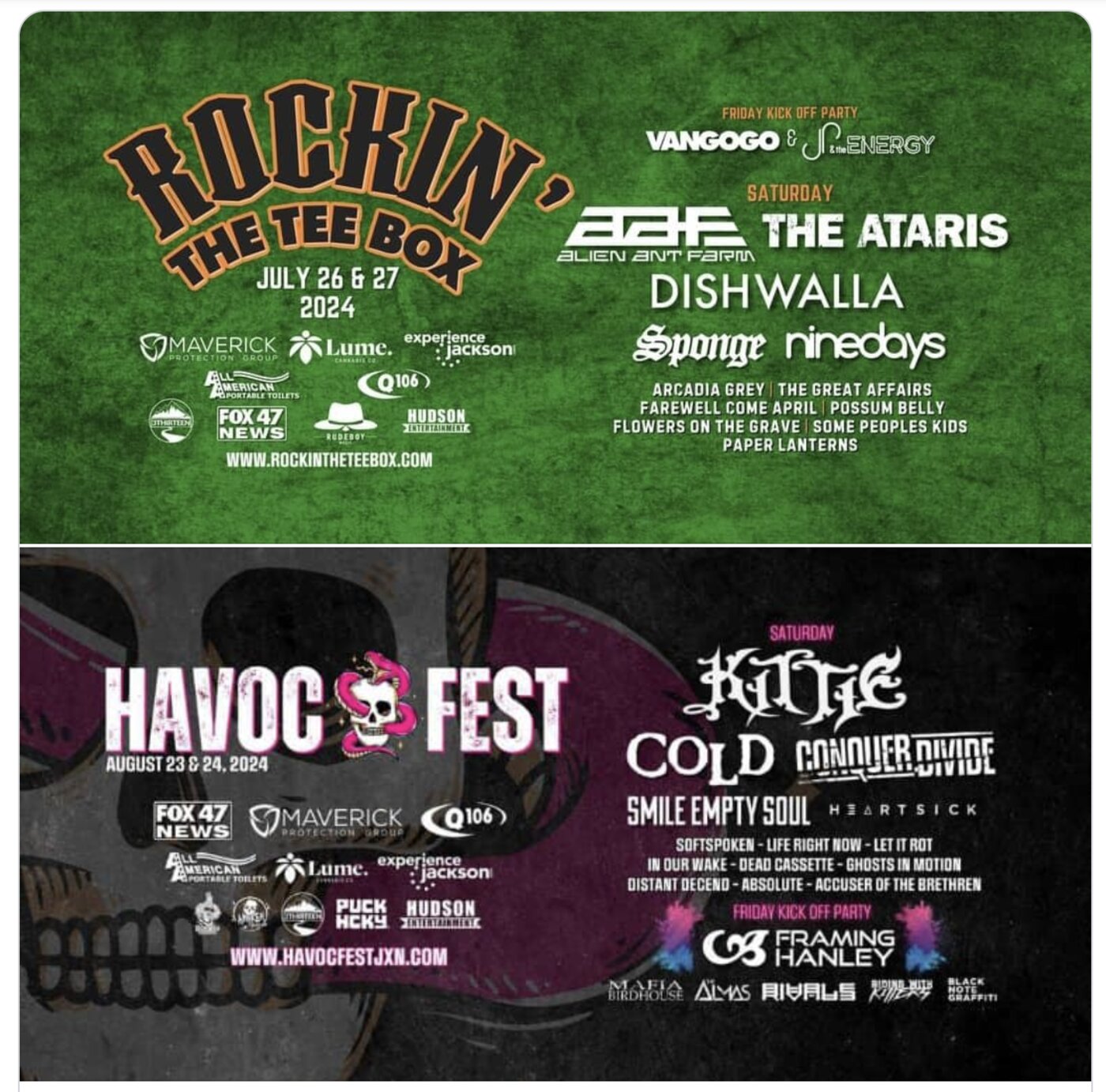 Summer festival lineup promotional artwork